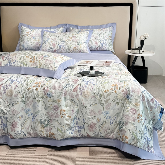 91家纺网 家纺一手货源 找家纺 笙意家纺 2026A类水洗冰丝数码印花宽边夏被四件套屿夏