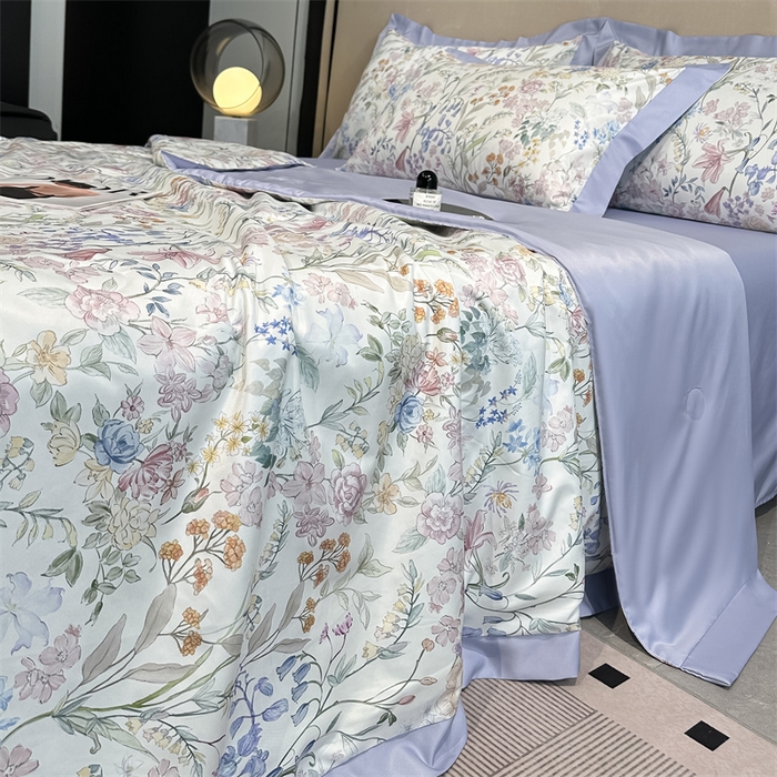 91家纺网 家纺一手货源 找家纺 笙意家纺 2026A类水洗冰丝数码印花宽边夏被四件套屿夏