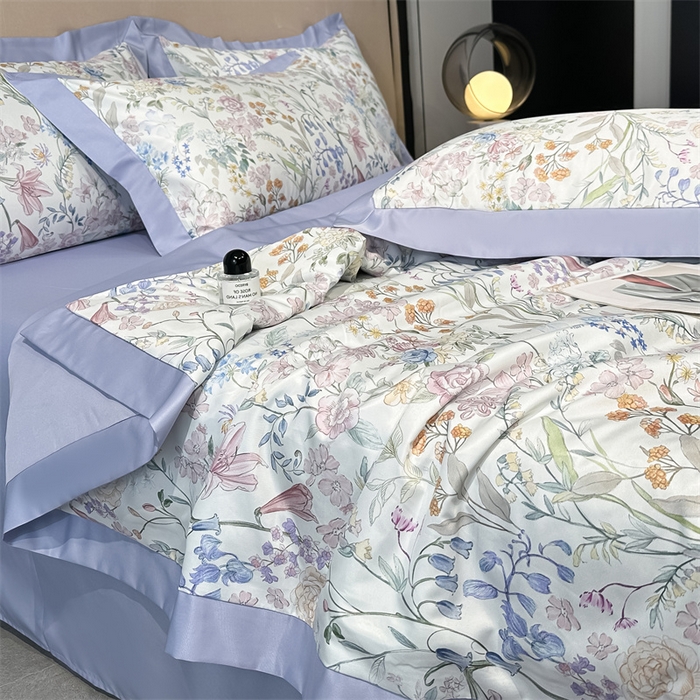 91家纺网 家纺一手货源 找家纺 笙意家纺 2026A类水洗冰丝数码印花宽边夏被四件套屿夏