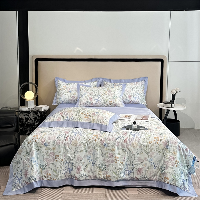 笙意家纺 2026A类水洗冰丝数码印花宽边夏被四件套屿夏