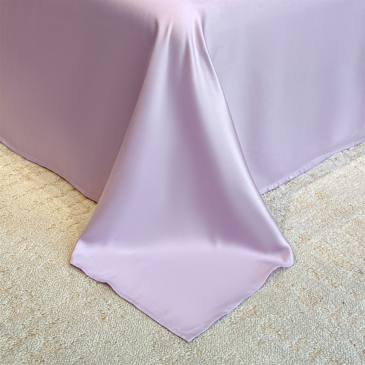 91家纺网 家纺一手货源 找家纺 笙意家纺 2026A类水洗冰丝数码印花宽边夏被四件套紫风