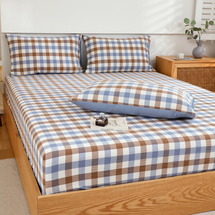 91家纺网 家纺一手货源 找家纺 （总）春皖家纺 2026新款色织AB版水洗棉三件套四件套单品系列（单床笠-A版风格一）