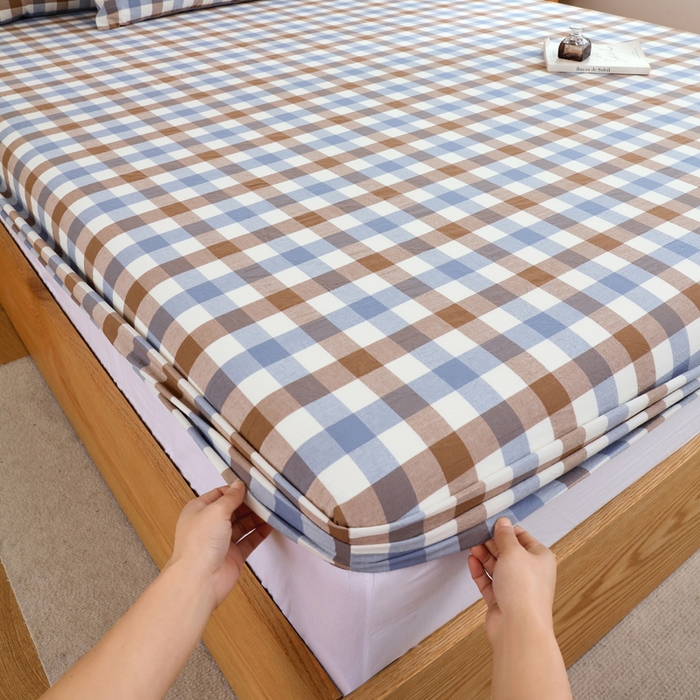 91家纺网 家纺一手货源 找家纺 （总）春皖家纺 2026新款色织AB版水洗棉三件套四件套单品系列（单床笠-A版风格一）