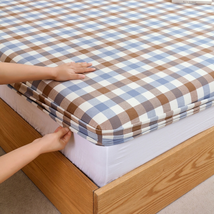 91家纺网 家纺一手货源 找家纺 （总）春皖家纺 2026新款色织AB版水洗棉三件套四件套单品系列（单床笠-A版风格一）