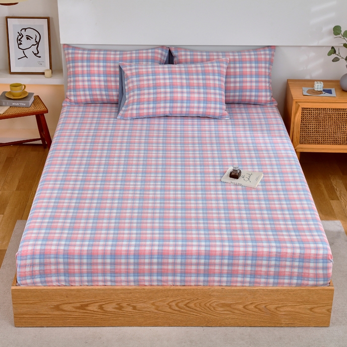 91家纺网 家纺一手货源 找家纺 （总）春皖家纺 2026新款色织AB版水洗棉三件套四件套单品系列（单床笠-A版风格一）