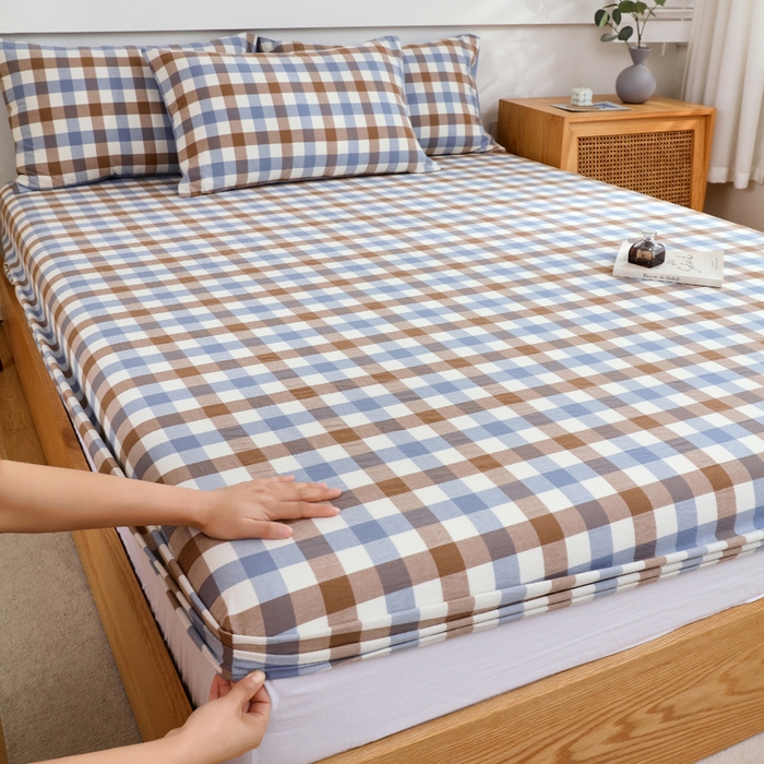 91家纺网 家纺一手货源 找家纺 （总）春皖家纺 2026新款色织AB版水洗棉三件套四件套单品系列（单床笠-A版风格一）