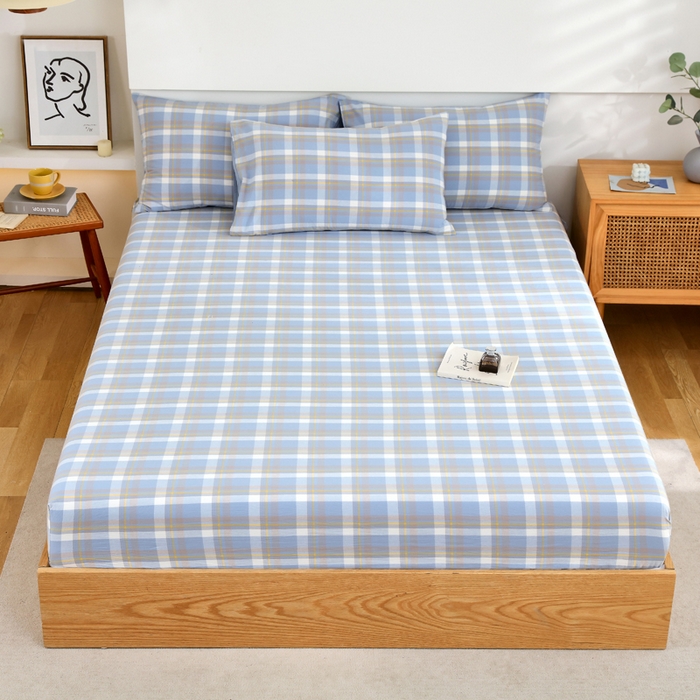 91家纺网 家纺一手货源 找家纺 （总）春皖家纺 2026新款色织AB版水洗棉三件套四件套单品系列（单床笠-A版风格一）