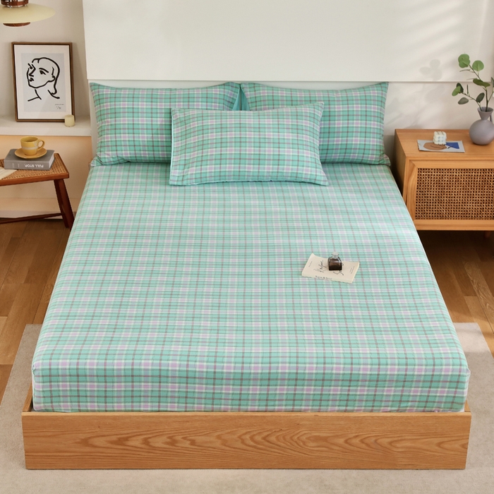 91家纺网 家纺一手货源 找家纺 （总）春皖家纺 2026新款色织AB版水洗棉三件套四件套单品系列（单床笠-A版风格一）