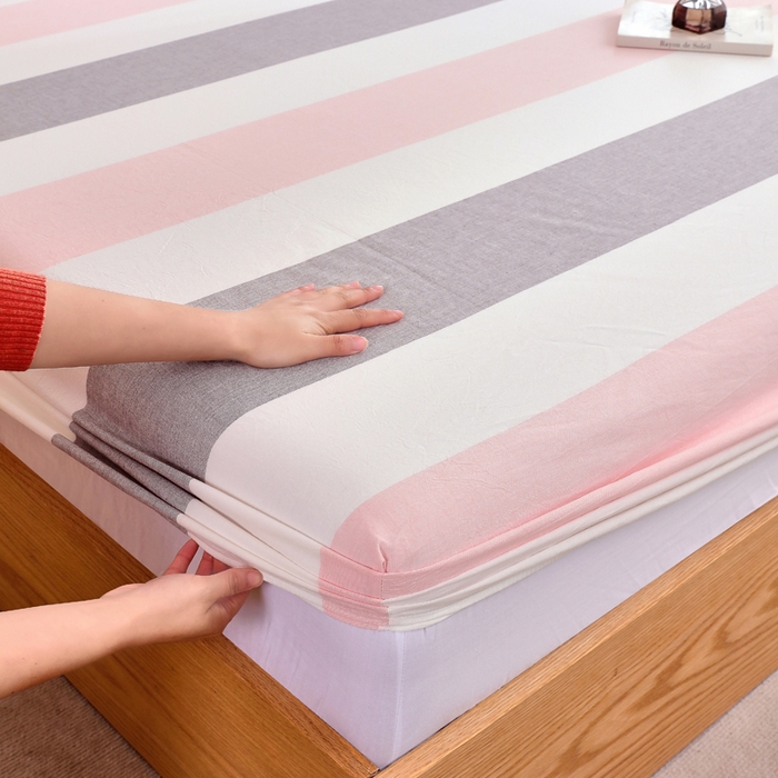 91家纺网 家纺一手货源 找家纺 春皖家纺 2026新款色织AB版水洗棉三件套四件套单品系列（单床笠-A版风格一） 素雅-灰白条