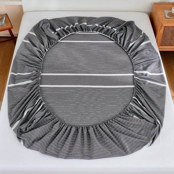 91家纺网 家纺一手货源 找家纺 春皖家纺 2026新款色织AB版水洗棉三件套四件套单品系列（单床笠-A版风格一） 素雅-灰条