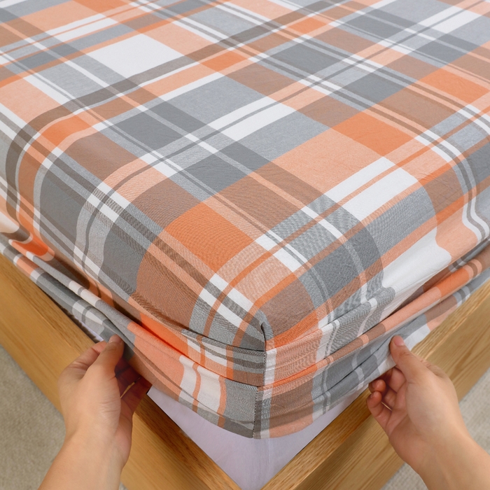 91家纺网 家纺一手货源 找家纺 春皖家纺 2026新款色织AB版水洗棉三件套四件套单品系列（单床笠-A版风格一） 素雅-莱恩