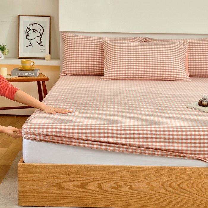 春皖家纺 2026新款色织AB版水洗棉三件套四件套单品系列（单床笠-A版风格一） 素雅-玉格