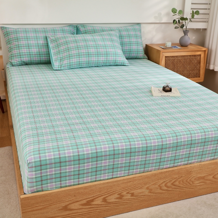 91家纺网 家纺一手货源 找家纺 春皖家纺 2026新款色织AB版水洗棉三件套四件套单品系列（单床笠-A版风格一） 素雅-情调