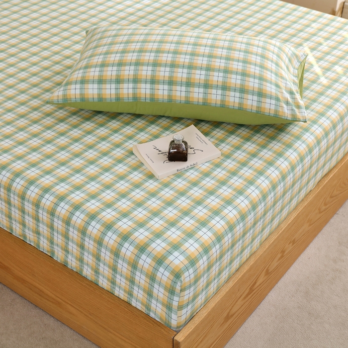 91家纺网 家纺一手货源 找家纺 春皖家纺 2026新款色织AB版水洗棉三件套四件套单品系列（单床笠-A版风格一） 栗木-芒格