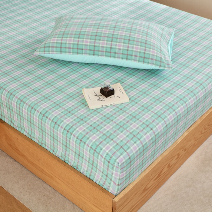 91家纺网 家纺一手货源 找家纺 春皖家纺 2026新款色织AB版水洗棉三件套四件套单品系列（单床笠-A版风格一） 素雅-情调