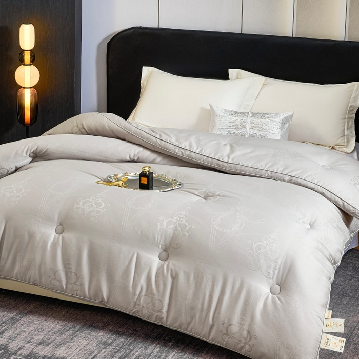 91家纺网 家纺一手货源 找家纺 壹张床 2026新款全棉40支欧式大提花立体大豆纤维被春秋被冬被学生被被子被芯 立体雅芙-灰