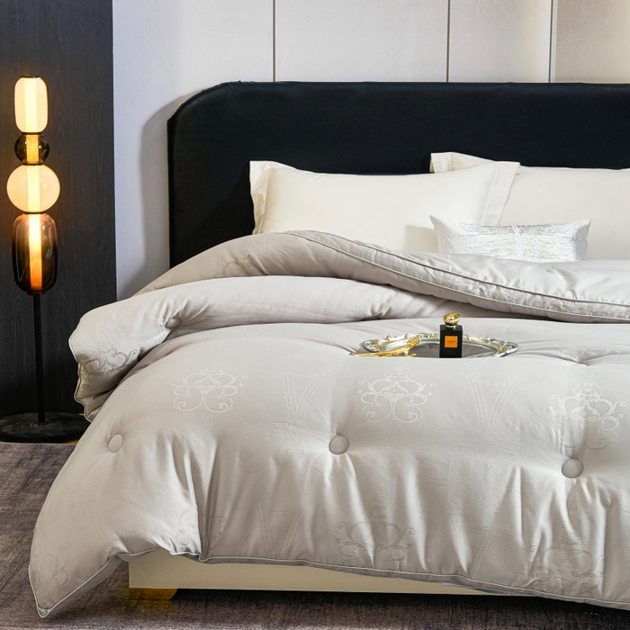 91家纺网 家纺一手货源 找家纺 壹张床 2026新款全棉40支欧式大提花立体大豆纤维被春秋被冬被学生被被子被芯 立体雅芙-灰