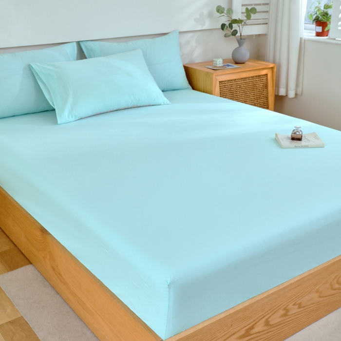 91家纺网 家纺一手货源 找家纺 春皖家纺 2026新款色织AB版水洗棉三件套四件套单品系列（单床笠-B版风格一） 素雅翠兰