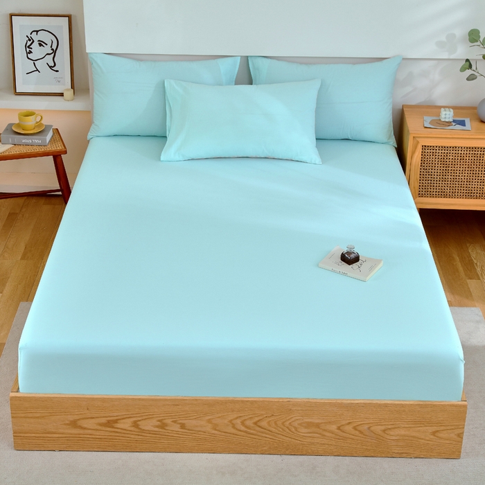 春皖家纺 2026新款色织AB版水洗棉三件套四件套单品系列（单床笠-B版风格一） 素雅翠兰