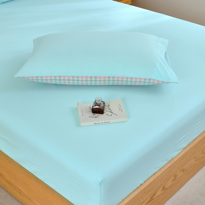 91家纺网 家纺一手货源 找家纺 春皖家纺 2026新款色织AB版水洗棉三件套四件套单品系列（单床笠-B版风格一） 素雅翠兰