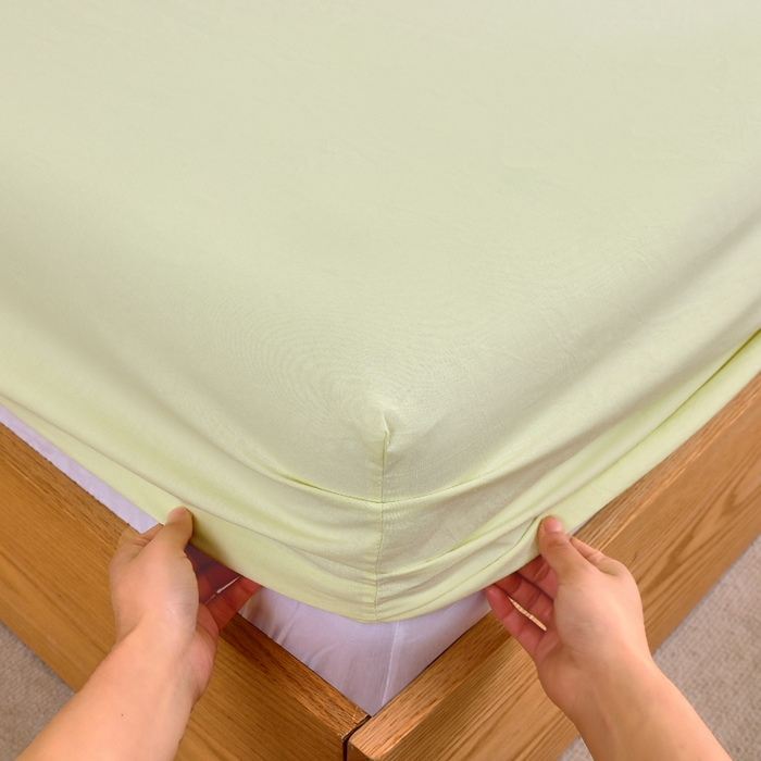 91家纺网 家纺一手货源 找家纺 春皖家纺 2026新款色织AB版水洗棉三件套四件套单品系列（单床笠-B版风格一） 素雅淡黄