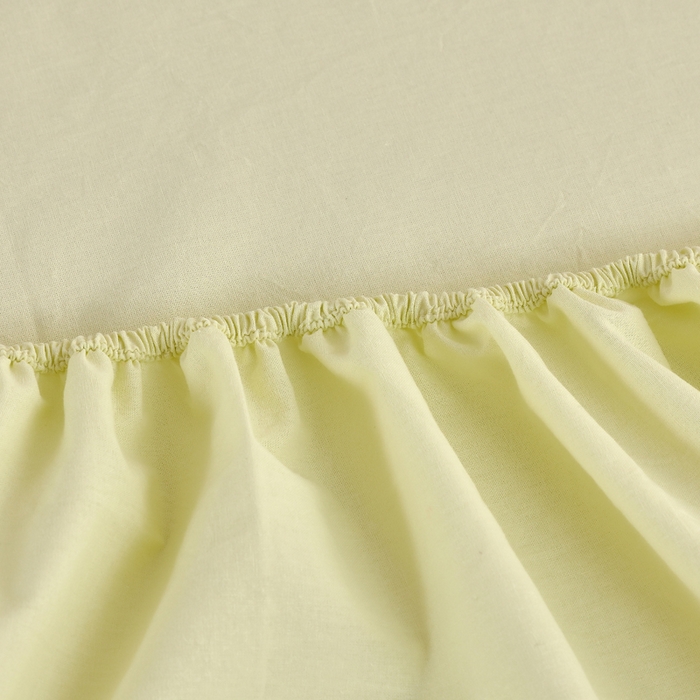 91家纺网 家纺一手货源 找家纺 春皖家纺 2026新款色织AB版水洗棉三件套四件套单品系列（单床笠-B版风格一） 素雅淡黄