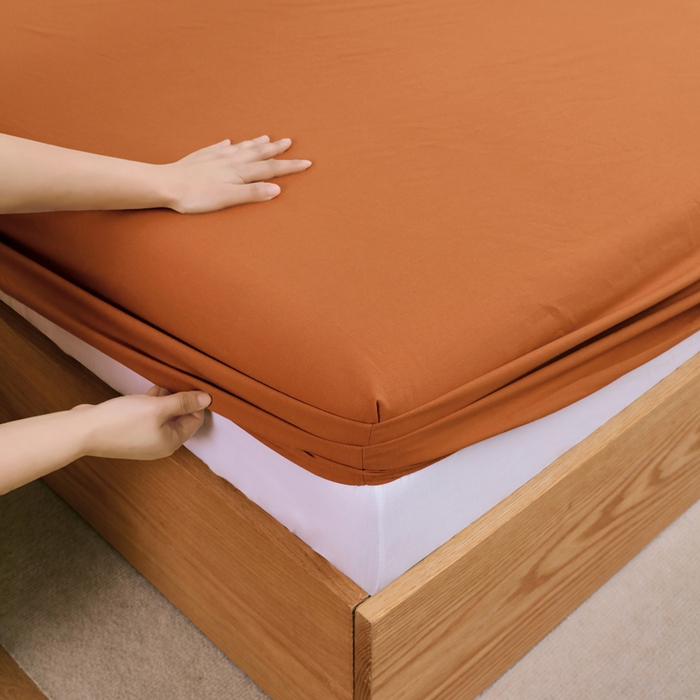 91家纺网 家纺一手货源 找家纺 春皖家纺 2026新款色织AB版水洗棉三件套四件套单品系列（单床笠-B版风格一） 素雅焦糖