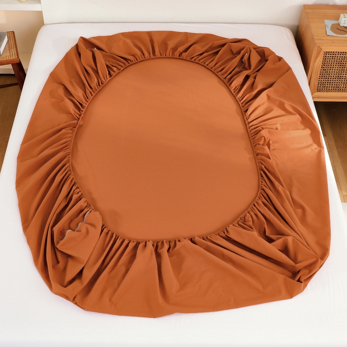 91家纺网 家纺一手货源 找家纺 春皖家纺 2026新款色织AB版水洗棉三件套四件套单品系列（单床笠-B版风格一） 素雅焦糖