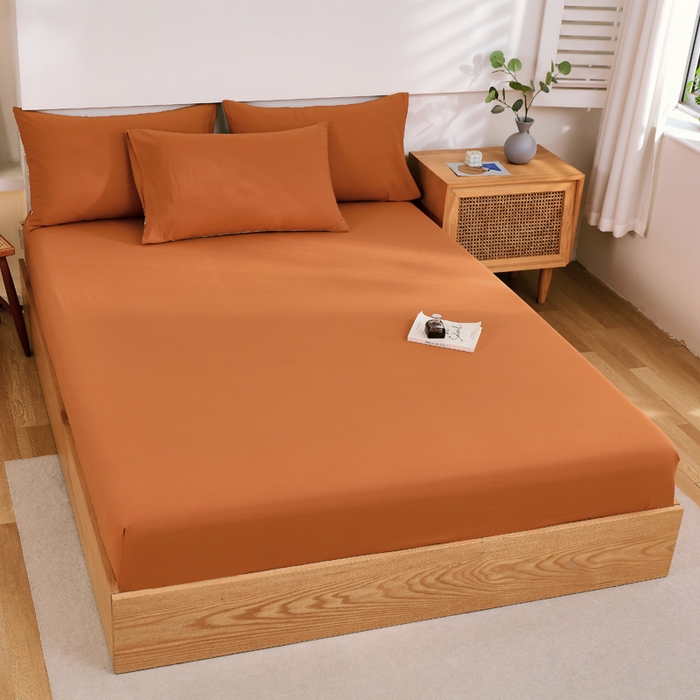 91家纺网 家纺一手货源 找家纺 春皖家纺 2026新款色织AB版水洗棉三件套四件套单品系列（单床笠-B版风格一） 素雅焦糖