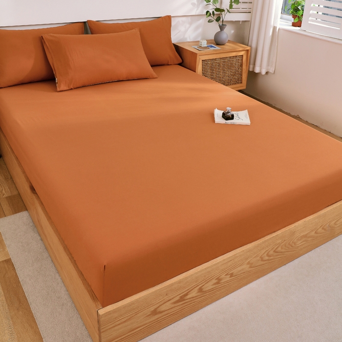 91家纺网 家纺一手货源 找家纺 春皖家纺 2026新款色织AB版水洗棉三件套四件套单品系列（单床笠-B版风格一） 素雅焦糖