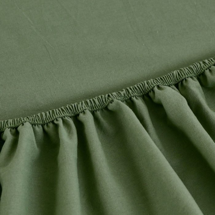 91家纺网 家纺一手货源 找家纺 春皖家纺 2026新款色织AB版水洗棉三件套四件套单品系列（单床笠-B版风格一） 素雅军绿