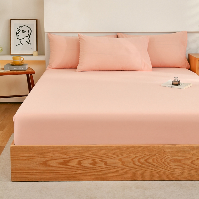 91家纺网 家纺一手货源 找家纺 春皖家纺 2026新款色织AB版水洗棉三件套四件套单品系列（单床笠-B版风格一） 素雅浅玉