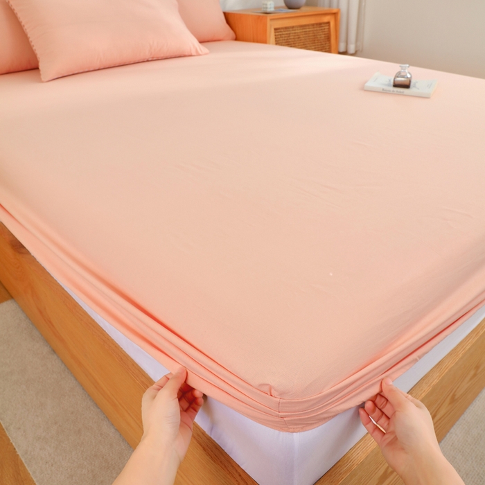 91家纺网 家纺一手货源 找家纺 春皖家纺 2026新款色织AB版水洗棉三件套四件套单品系列（单床笠-B版风格一） 素雅浅玉