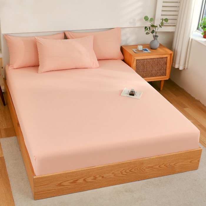 91家纺网 家纺一手货源 找家纺 春皖家纺 2026新款色织AB版水洗棉三件套四件套单品系列（单床笠-B版风格一） 素雅浅玉