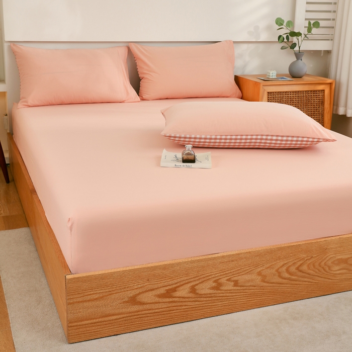 91家纺网 家纺一手货源 找家纺 春皖家纺 2026新款色织AB版水洗棉三件套四件套单品系列（单床笠-B版风格一） 素雅浅玉