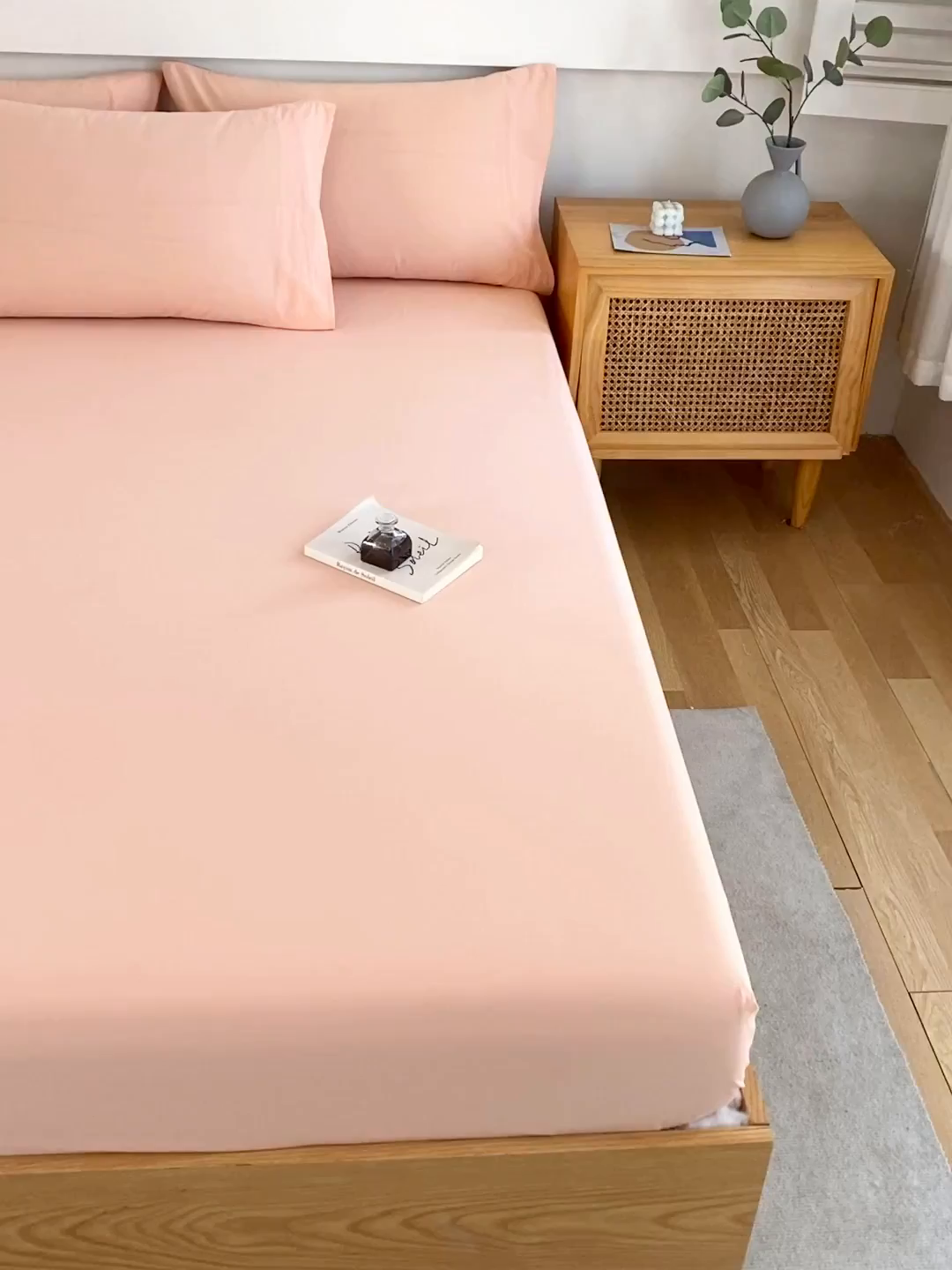 91家纺网 家纺一手货源 找家纺 春皖家纺 2026新款色织AB版水洗棉三件套四件套单品系列（单床笠-B版风格一） 素雅浅玉