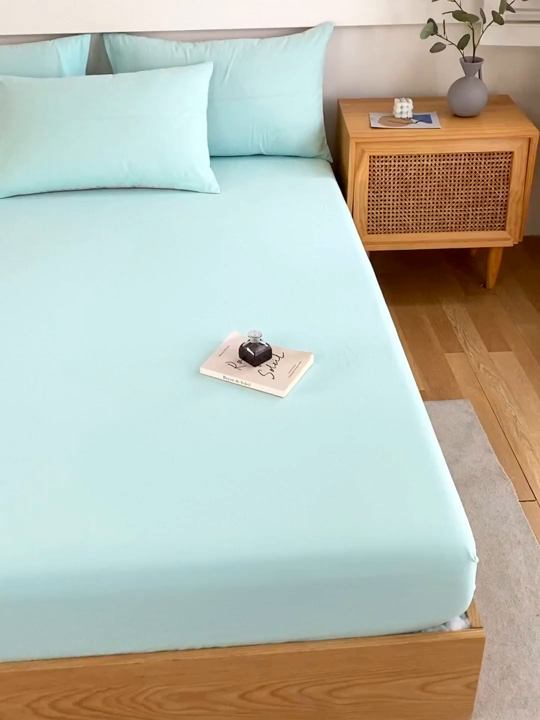 91家纺网 家纺一手货源 找家纺 春皖家纺 2026新款色织AB版水洗棉三件套四件套单品系列（单床笠-B版风格一） 素雅翠兰