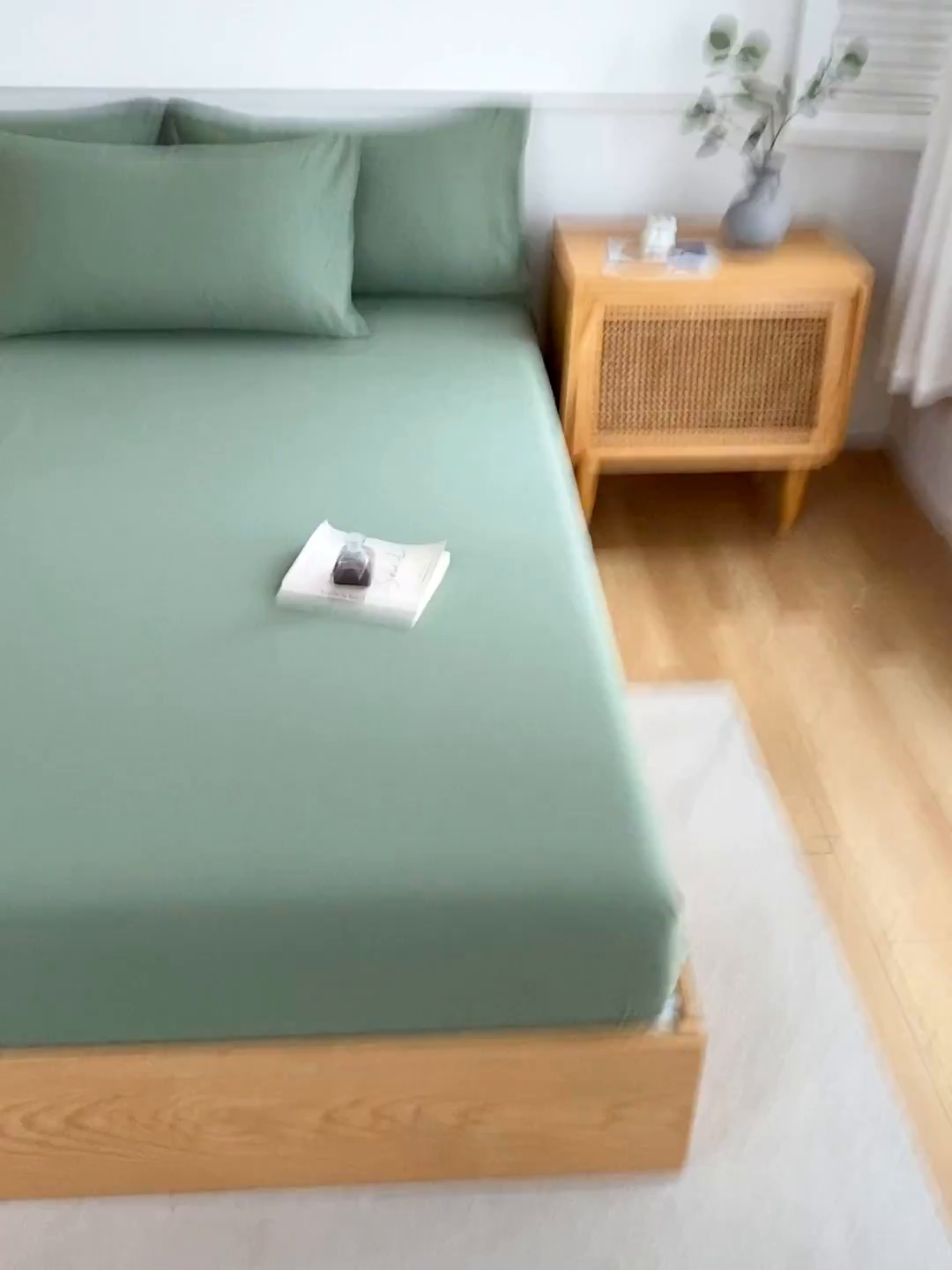 91家纺网 家纺一手货源 找家纺 春皖家纺 2026新款色织AB版水洗棉三件套四件套单品系列（单床笠-B版风格一） 素雅军绿