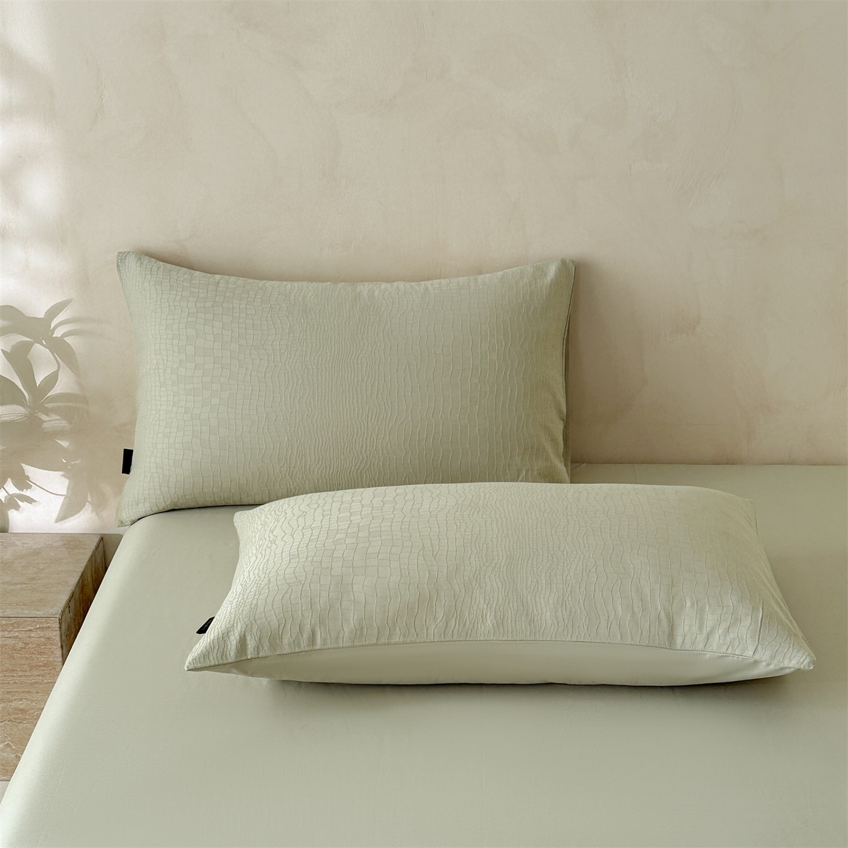 91家纺网 家纺一手货源 找家纺 恒爱家纺 2026春夏新款全棉纯棉提花四件套 鳄鱼纹-绿