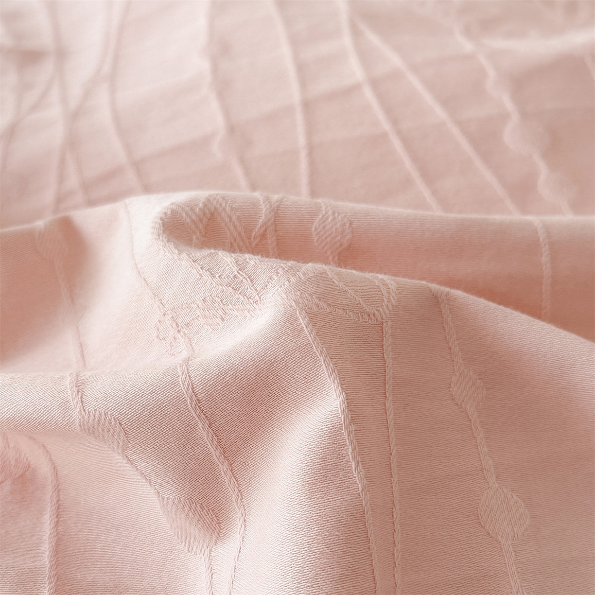 91家纺网 家纺一手货源 找家纺 恒爱家纺 2026春夏新款全棉纯棉提花四件套 千丝蝴蝶-粉