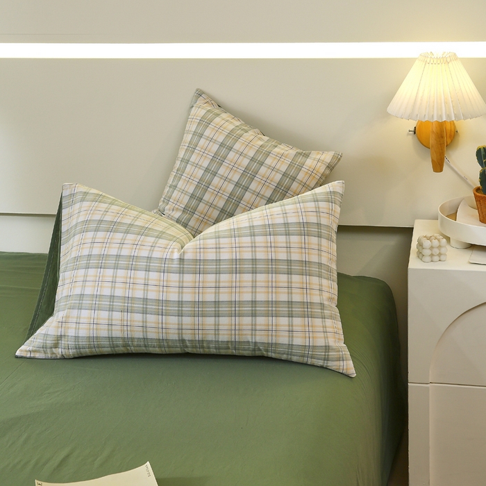 91家纺网 家纺一手货源 找家纺 （总）春皖家纺 2026新款色织AB版水洗棉三件套四件套单品系列（单枕套风格一）