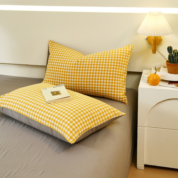 91家纺网 家纺一手货源 找家纺 （总）春皖家纺 2026新款色织AB版水洗棉三件套四件套单品系列（单枕套风格一）