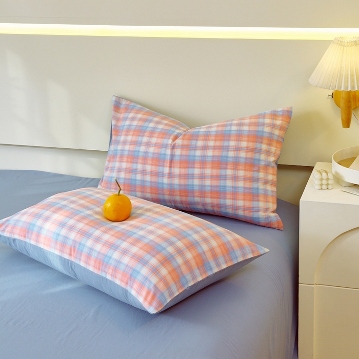 91家纺网 家纺一手货源 找家纺 （总）春皖家纺 2026新款色织AB版水洗棉三件套四件套单品系列（单枕套风格一）