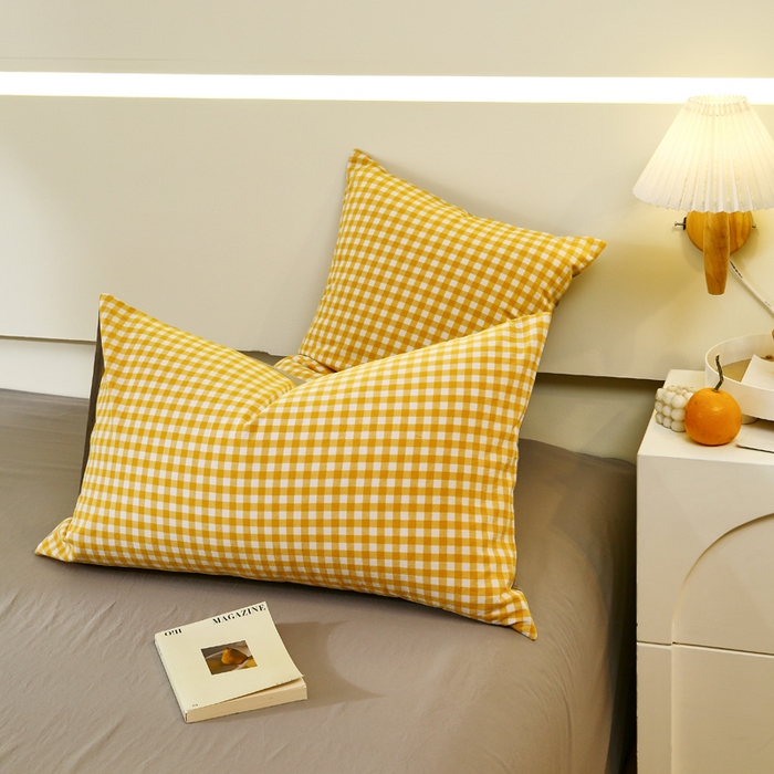 91家纺网 家纺一手货源 找家纺 （总）春皖家纺 2026新款色织AB版水洗棉三件套四件套单品系列（单枕套风格一）