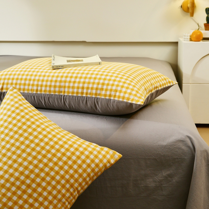 91家纺网 家纺一手货源 找家纺 （总）春皖家纺 2026新款色织AB版水洗棉三件套四件套单品系列（单枕套风格一）