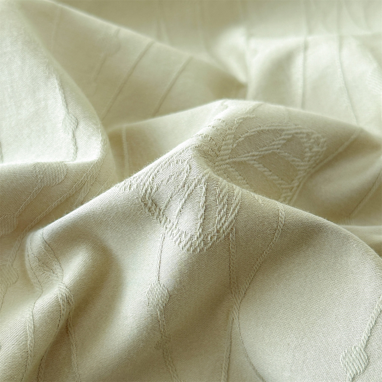 91家纺网 家纺一手货源 找家纺 恒爱家纺 2026春夏新款全棉纯棉提花四件套 千丝蝴蝶-绿