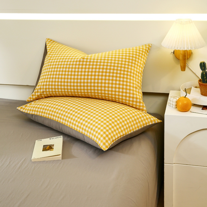 91家纺网 家纺一手货源 找家纺 （总）春皖家纺 2026新款色织AB版水洗棉三件套四件套单品系列（单枕套风格一）