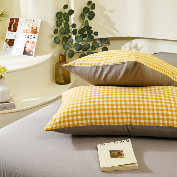 91家纺网 家纺一手货源 找家纺 （总）春皖家纺 2026新款色织AB版水洗棉三件套四件套单品系列（单枕套风格一）