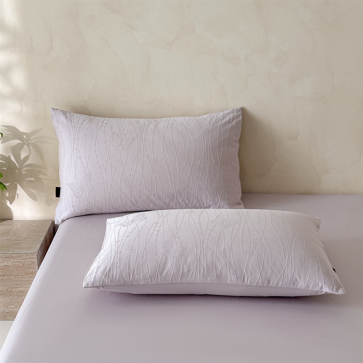 91家纺网 家纺一手货源 找家纺 恒爱家纺 2026春夏新款全棉纯棉提花四件套 千丝蝴蝶-紫