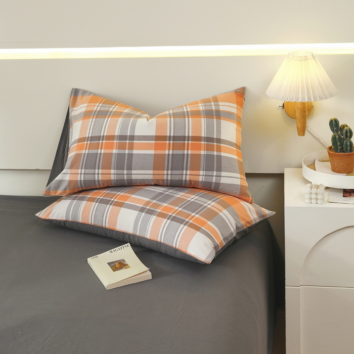 91家纺网 家纺一手货源 找家纺 春皖家纺 2026新款色织AB版水洗棉三件套四件套单品系列（单枕套风格一） 素雅-莱恩